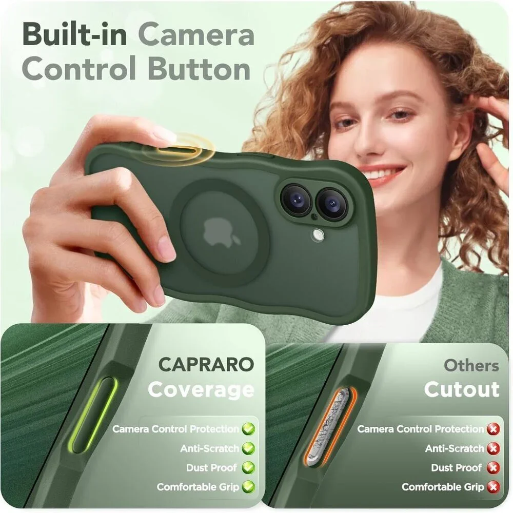 Women Deep Green Iphone 17 Pro Max Case Full Camera Protection Mag Safe